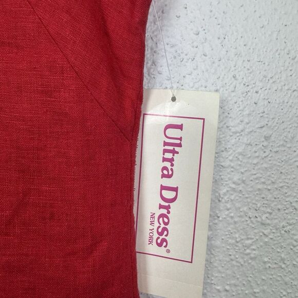 Vintage Ultra Womens Embroidered Linen Blend Sheath Dress Size 14 Red Sailboat - Picture 6 of 11